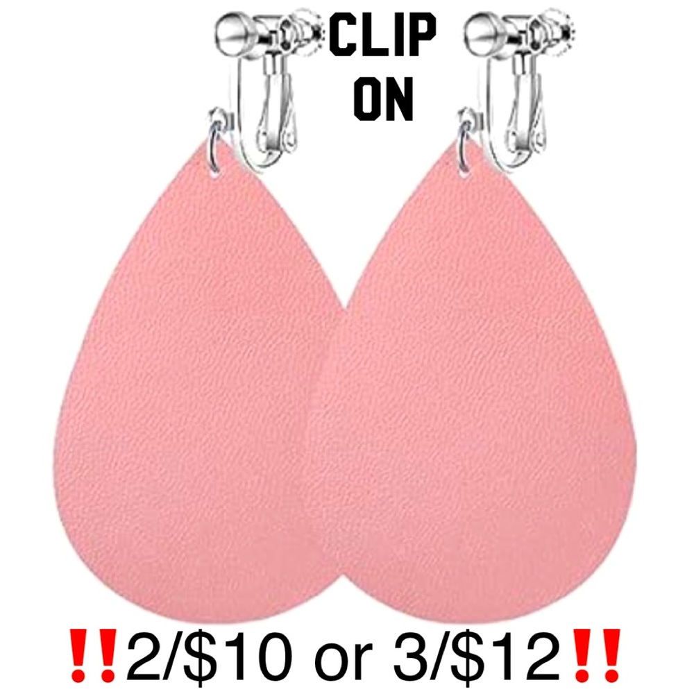 CLIPS CAN BE REPLACED W/PIERCED FISHHOOK BACKS! Adjustable Clip On Pink Earrings
